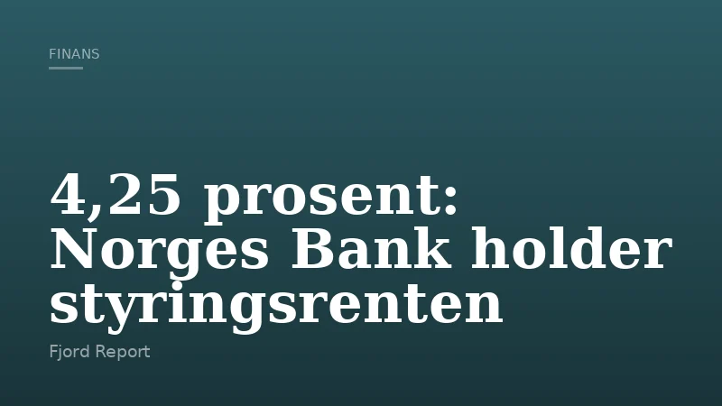 4,25 prosent: Norges Bank holder styringsrenten