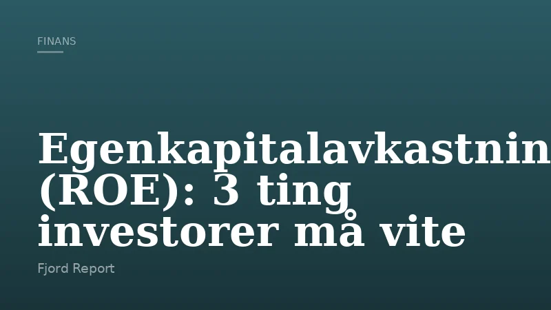 Egenkapitalavkastning (ROE): 3 ting investorer må vite