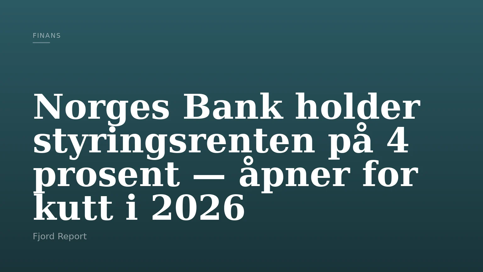 Norges Bank holder styringsrenten på 4 prosent — åpner for kutt i 2026