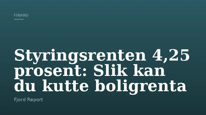 Styringsrenten 4,25 prosent: Slik kan du kutte boligrenta