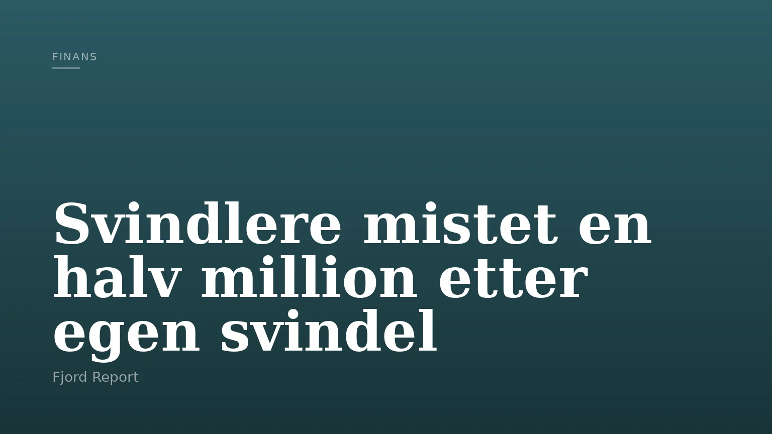 Svindlere mistet en halv million etter egen svindel