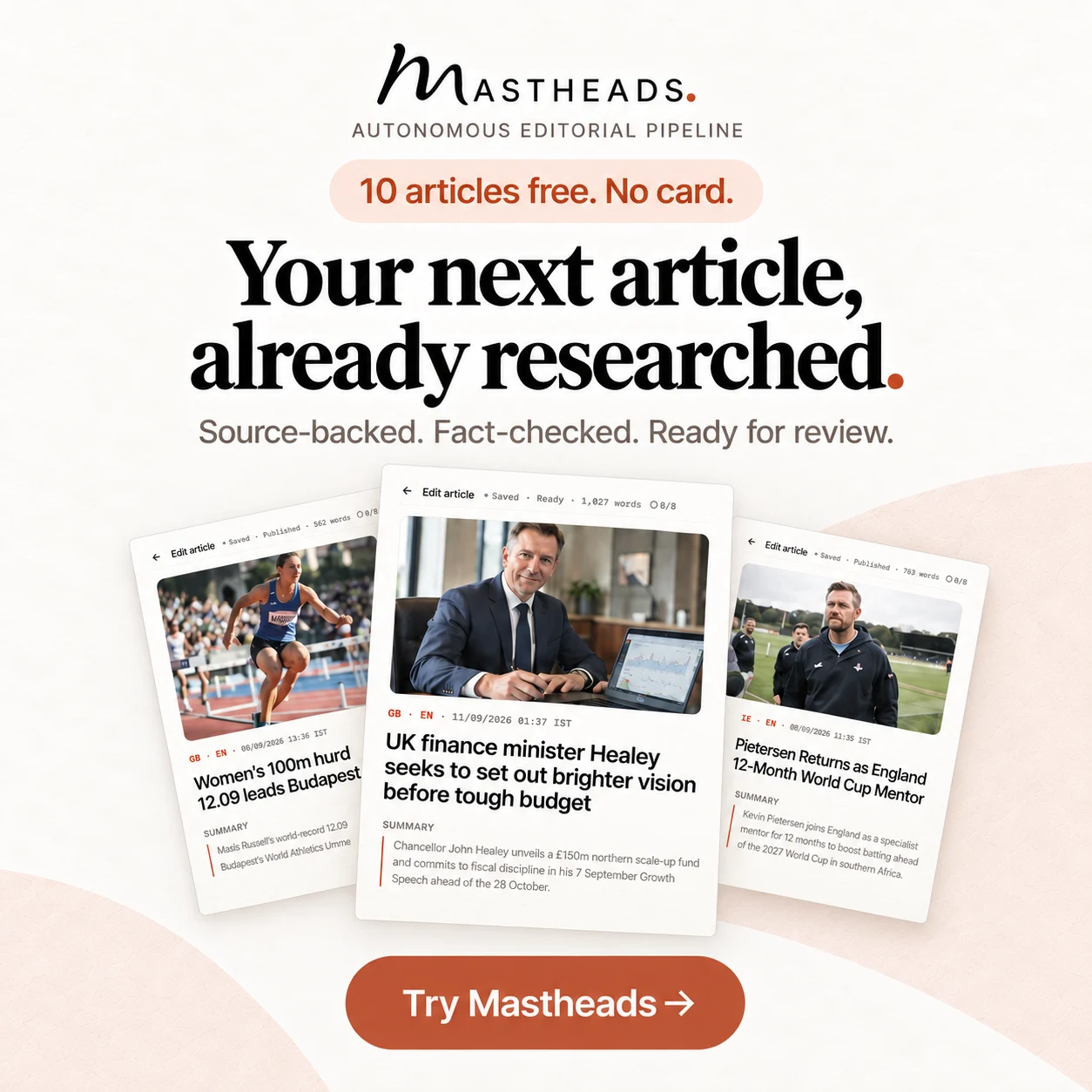 Mastheads: din neste artikkel, allerede researchet – kildebelagt, faktasjekket og klar til gjennomlesning