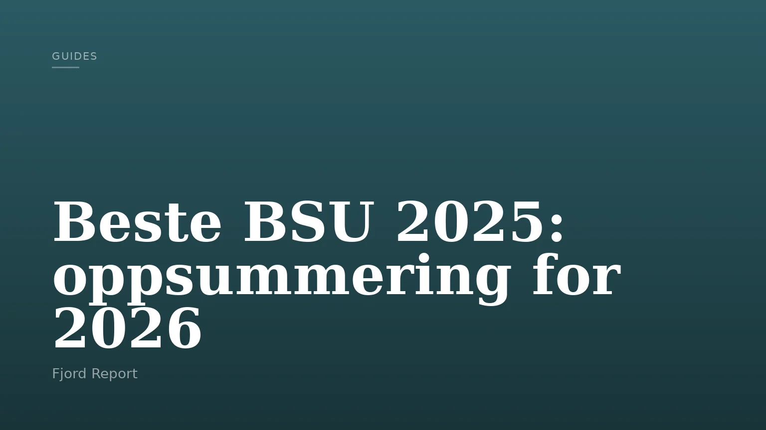 Beste BSU 2025: oppsummering for 2026