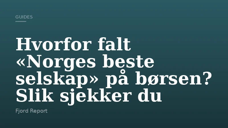 Hvorfor falt «Norges beste selskap» på børsen? Slik sjekker du