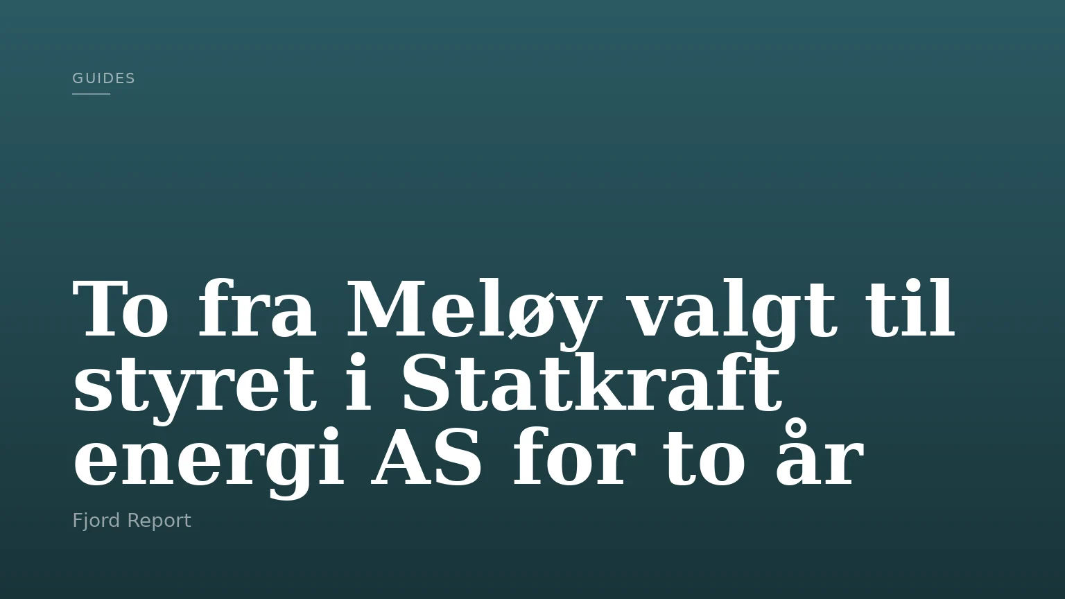 To fra Meløy valgt til styret i Statkraft energi AS for to år