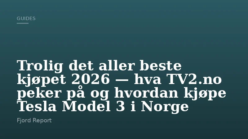 Trolig det aller beste kjøpet 2026 — hva TV2.no peker på og hvordan kjøpe Tesla Model 3 i Norge