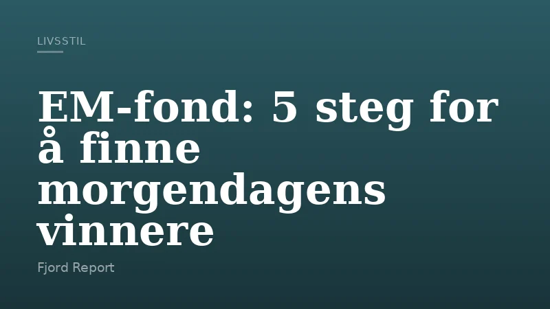 EM-fond: 5 steg for å finne morgendagens vinnere