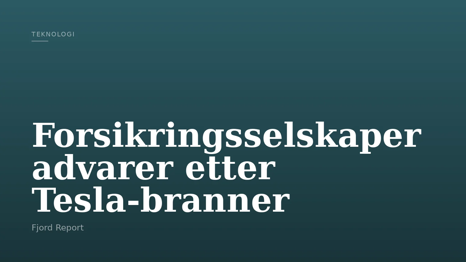 Forsikringsselskaper advarer etter Tesla-branner
