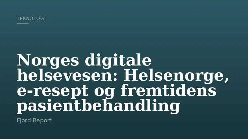 Norges digitale helsevesen: Helsenorge, e-resept og fremtidens pasientbehandling
