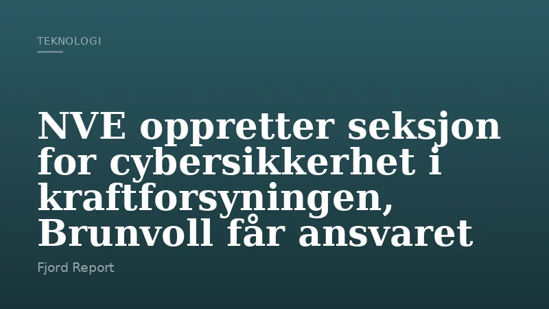 NVE oppretter seksjon for cybersikkerhet i kraftforsyningen, Brunvoll får ansvaret