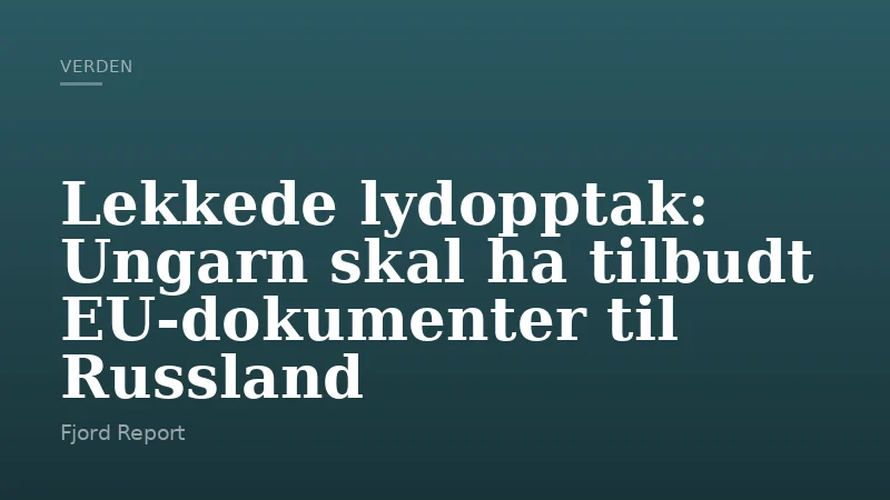 Lekkede lydopptak: Ungarn skal ha tilbudt EU-dokumenter til Russland