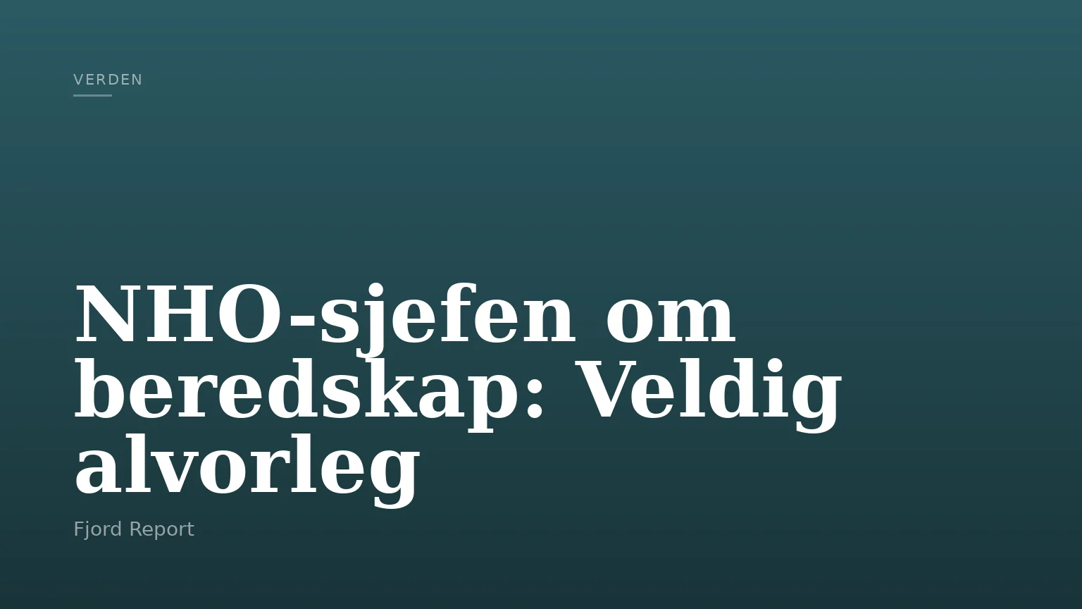 NHO-sjefen om beredskap: Veldig alvorleg