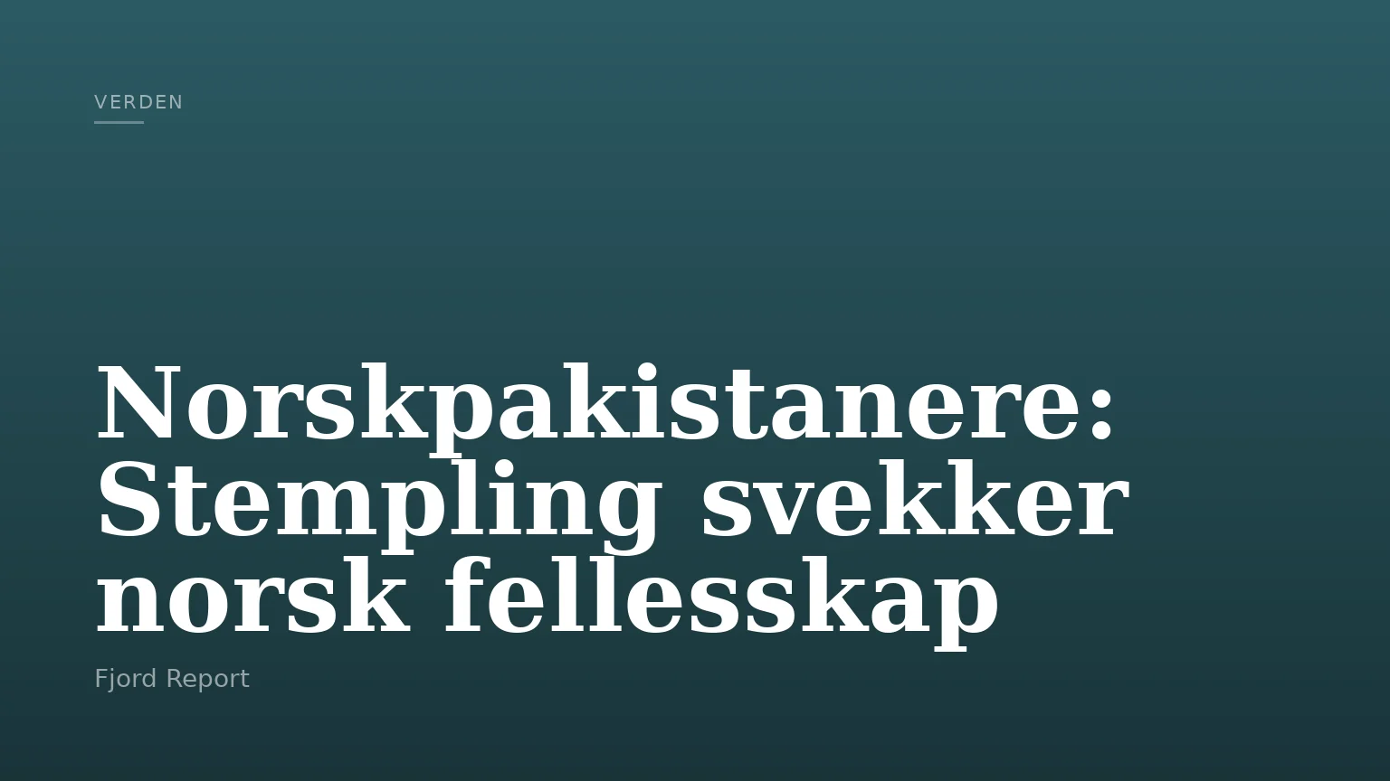 Norskpakistanere: Stempling svekker norsk fellesskap